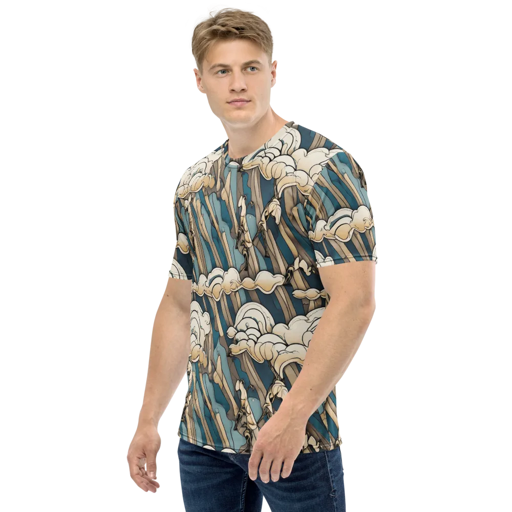 Art Nouveau Undertow on Men's Crew Neck T-Shirt — Left