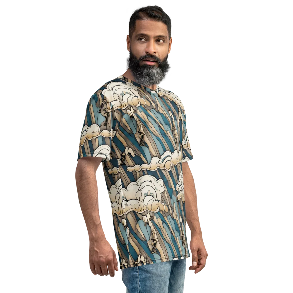 Art Nouveau Undertow on Men's Crew Neck T-Shirt — Right