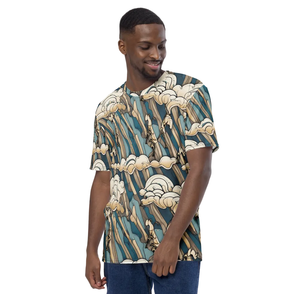 Art Nouveau Undertow on Men's Crew Neck T-Shirt — Left