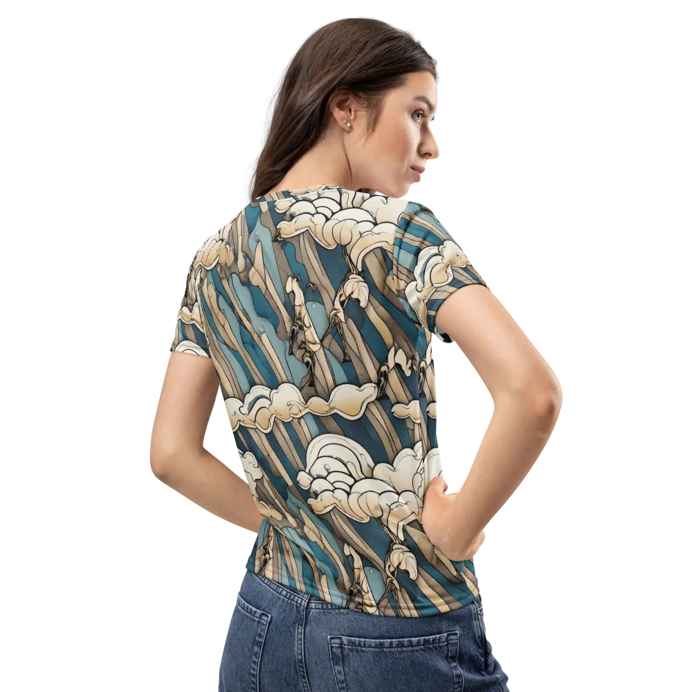 Art Nouveau Undertow on Women's Crew Neck T-Shirt — Back