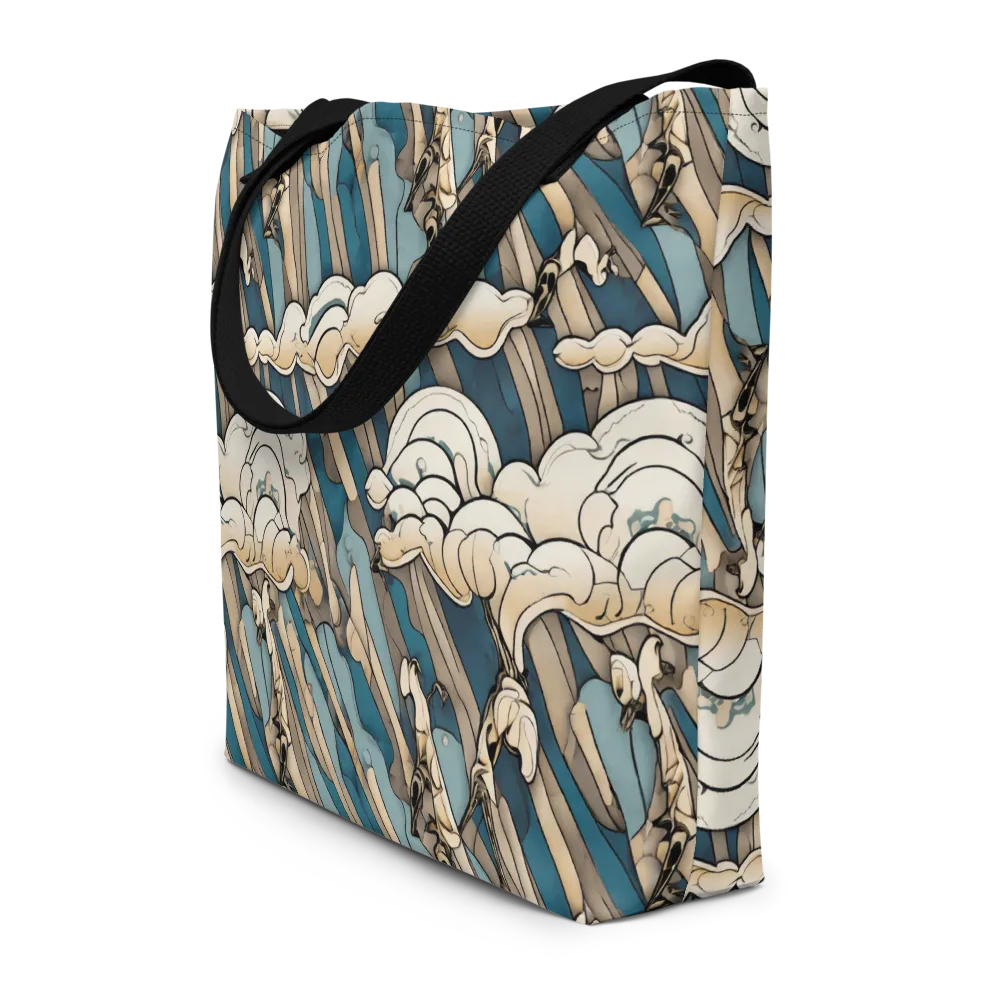 Art Nouveau Undertow on Large Tote Bag W/ Pocket — Front