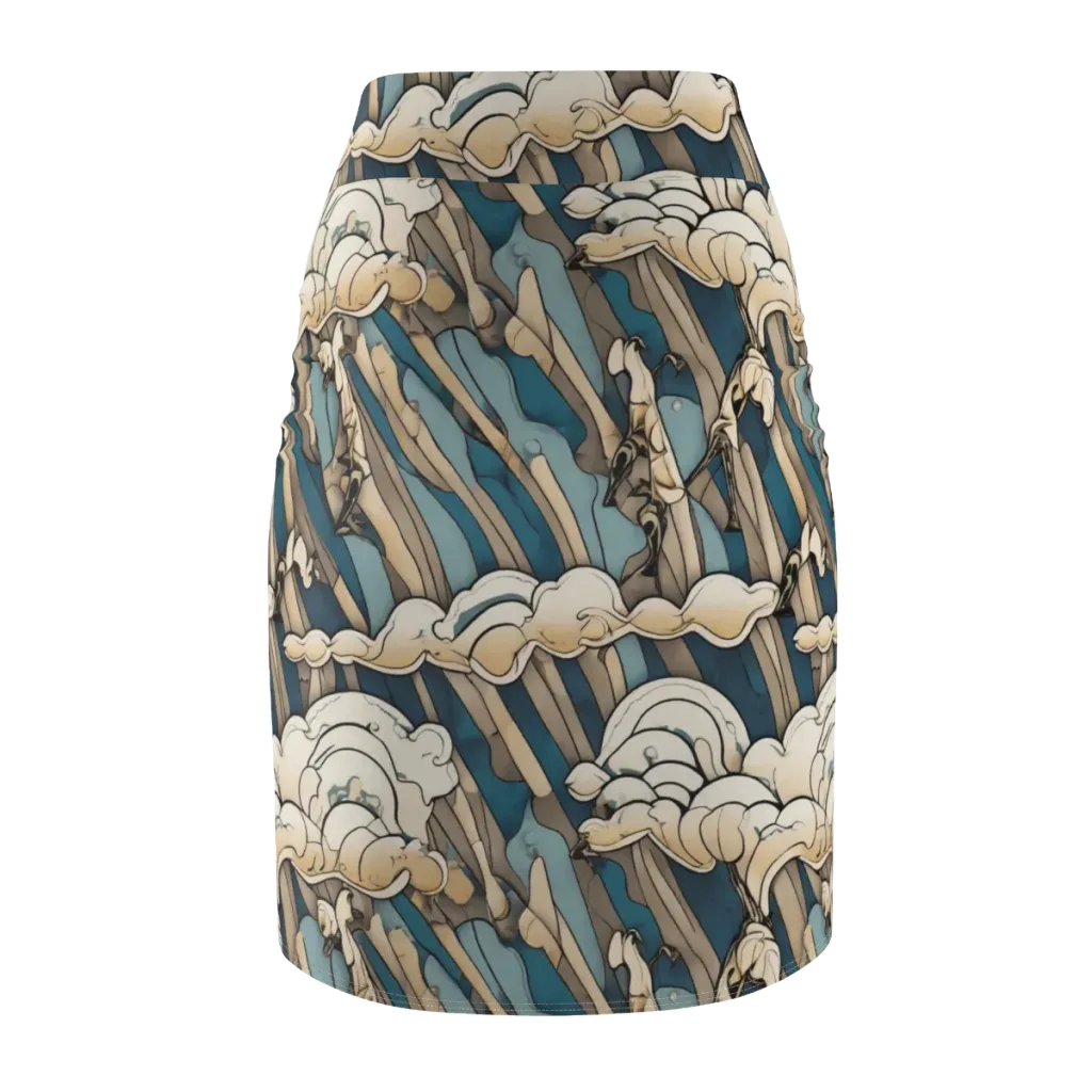 Art Nouveau Undertow on Pencil Skirt — Back