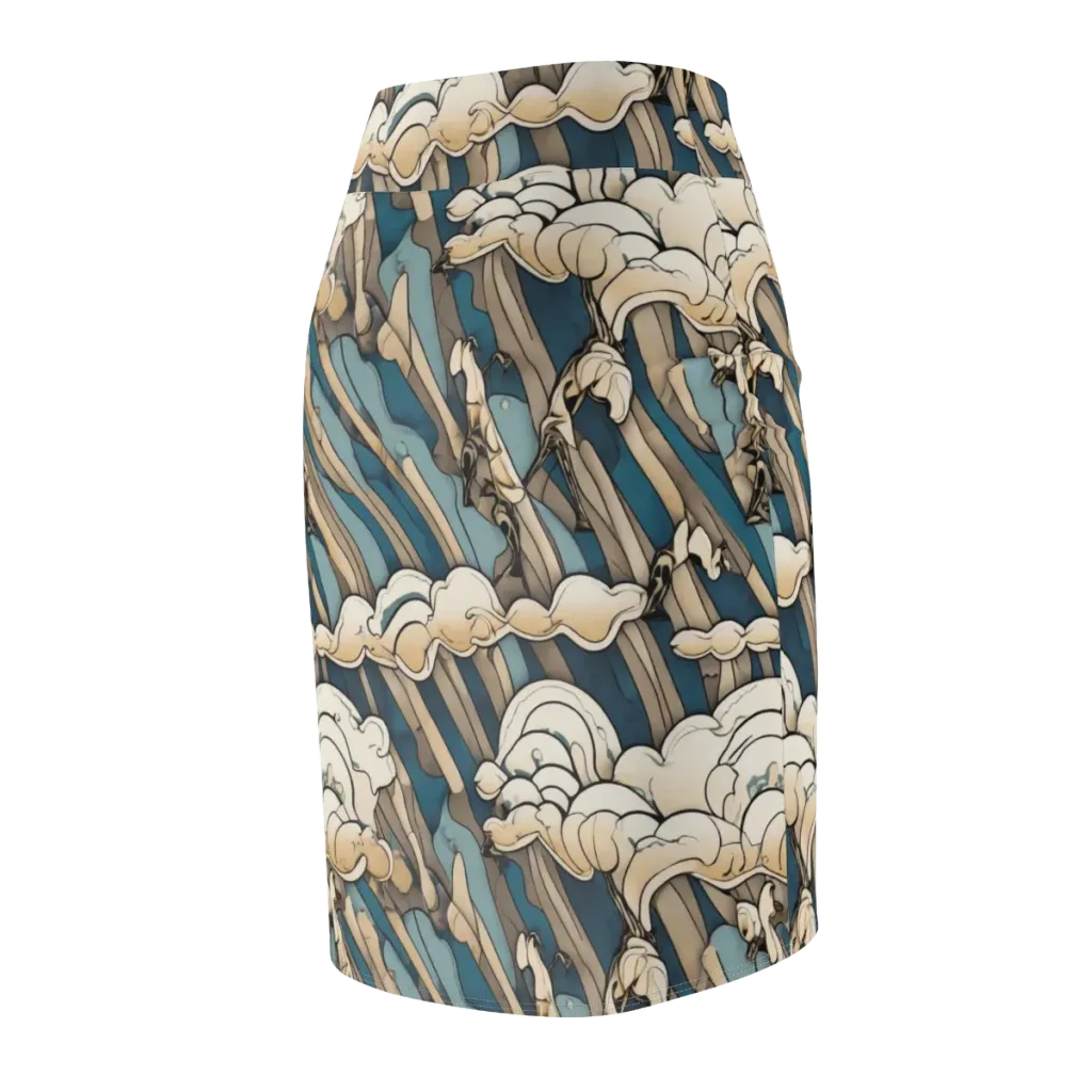 Art Nouveau Undertow on Pencil Skirt — Back Side