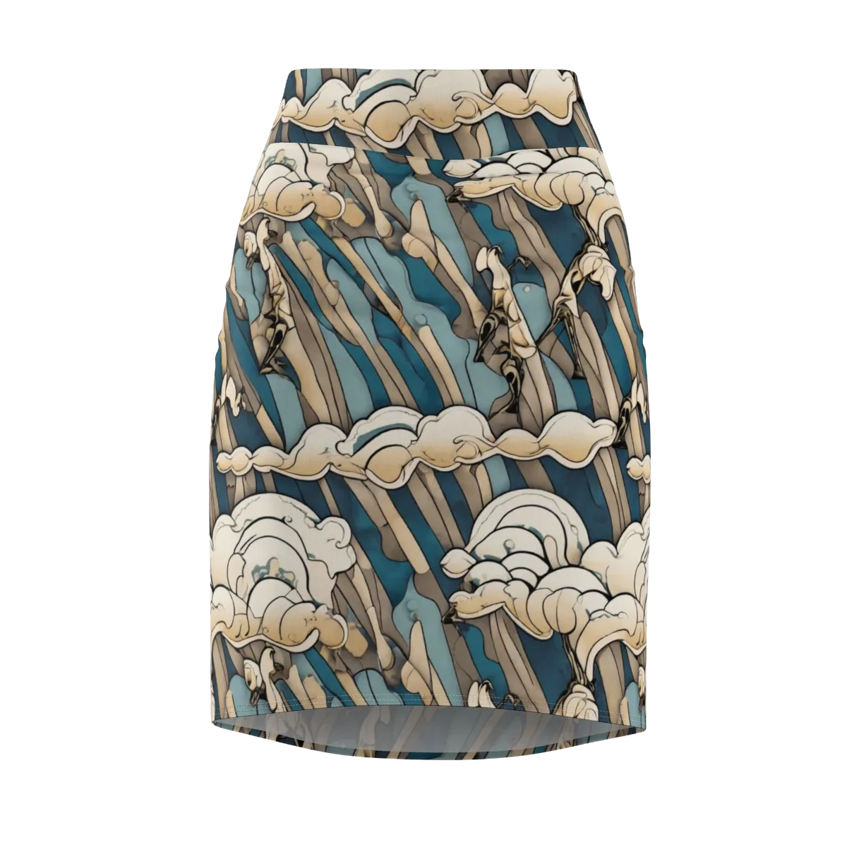 Art Nouveau Undertow on Pencil Skirt — Front