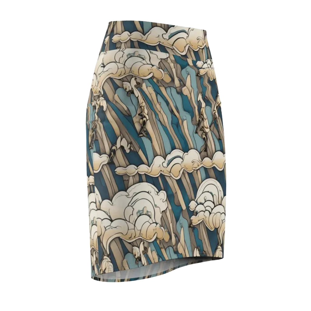 Art Nouveau Undertow on Pencil Skirt — Front Side