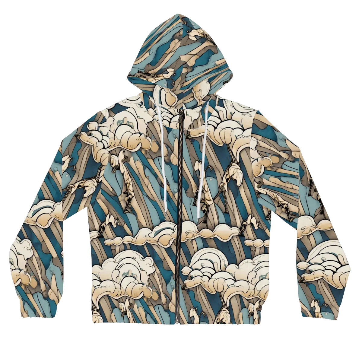 Art Nouveau Undertow on Women's Full-Zip Hoodie — Front
