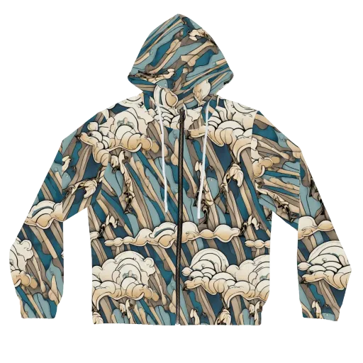 Art Nouveau Undertow on a Women's Full-Zip Hoodie