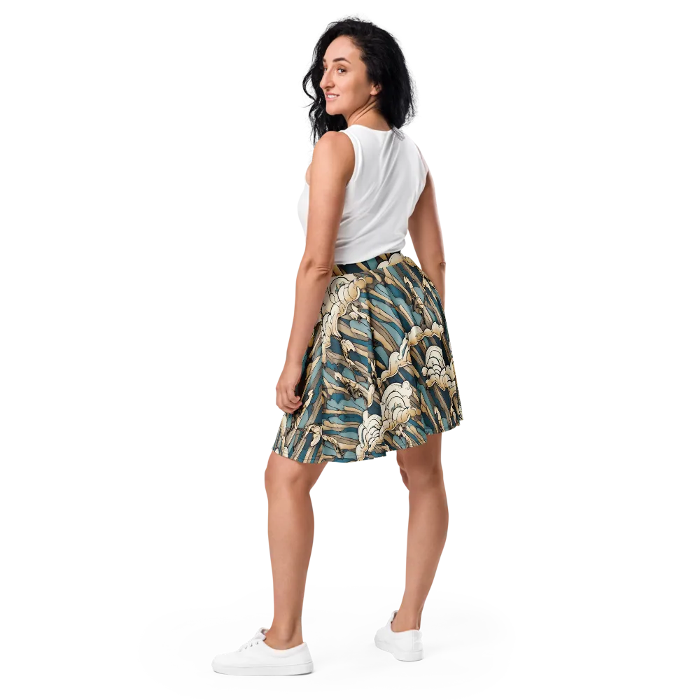Art Nouveau Undertow on Skater Skirt — Back