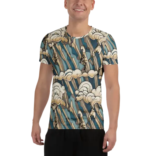 Art Nouveau Undertow on a Men's Athletic T-Shirt