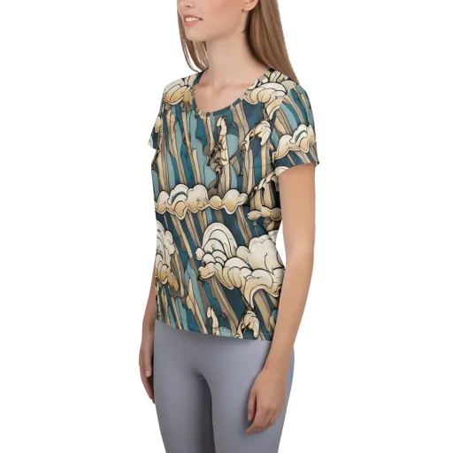 Art Nouveau Undertow on a Women's Athletic T-Shirt