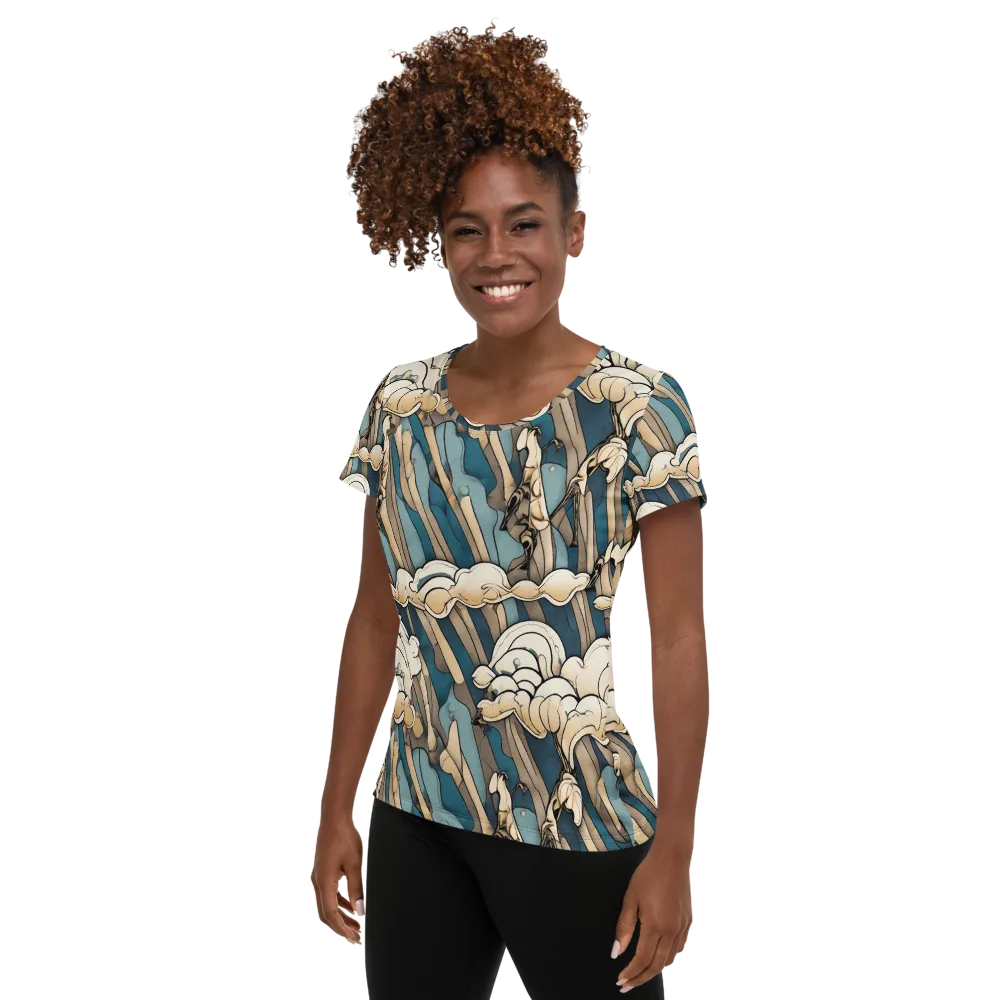 Art Nouveau Undertow on Women's Athletic T-Shirt — Left