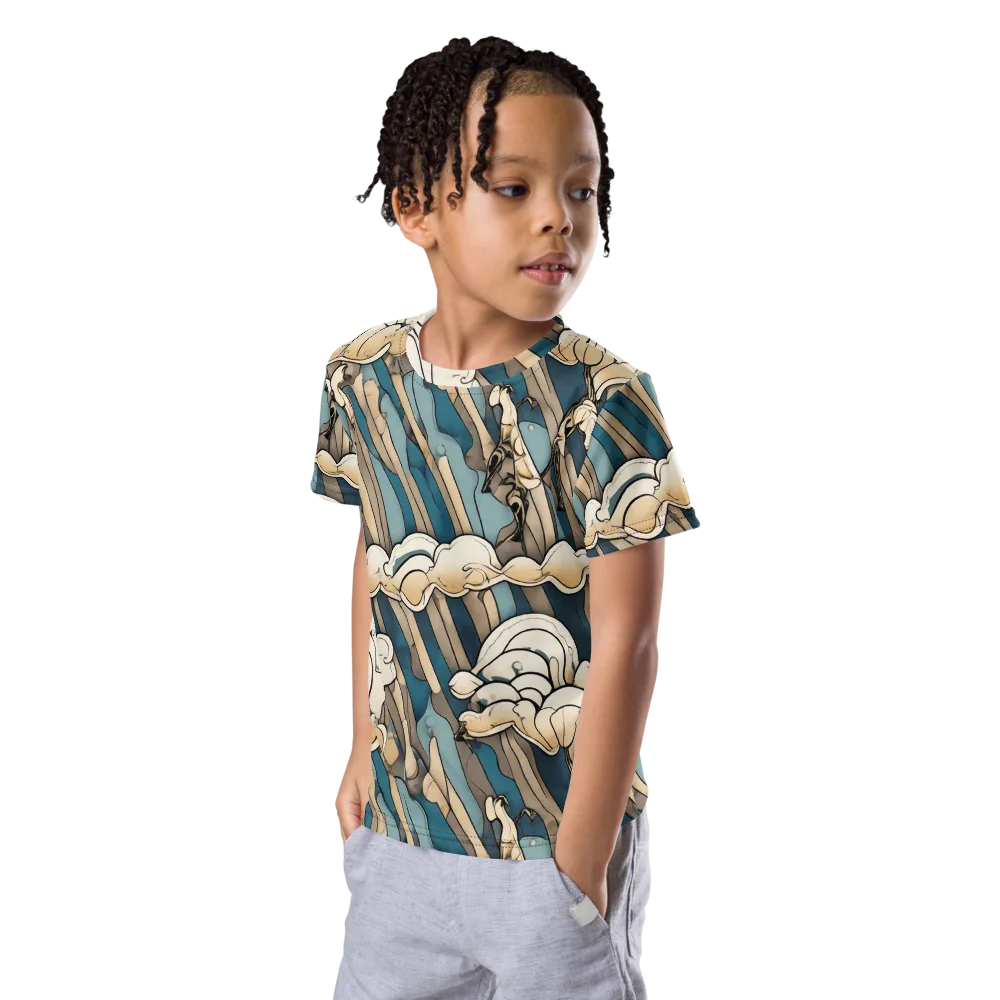 Art Nouveau Undertow on Kids Crew Neck T-Shirt — Left Front