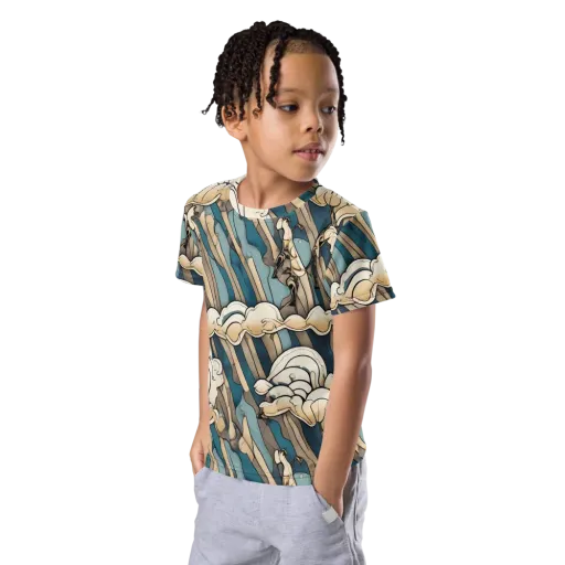 Art Nouveau Undertow on a Kids Crew Neck T-Shirt