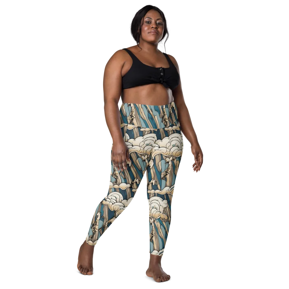 Art Nouveau Undertow on Leggings with Pockets — Front