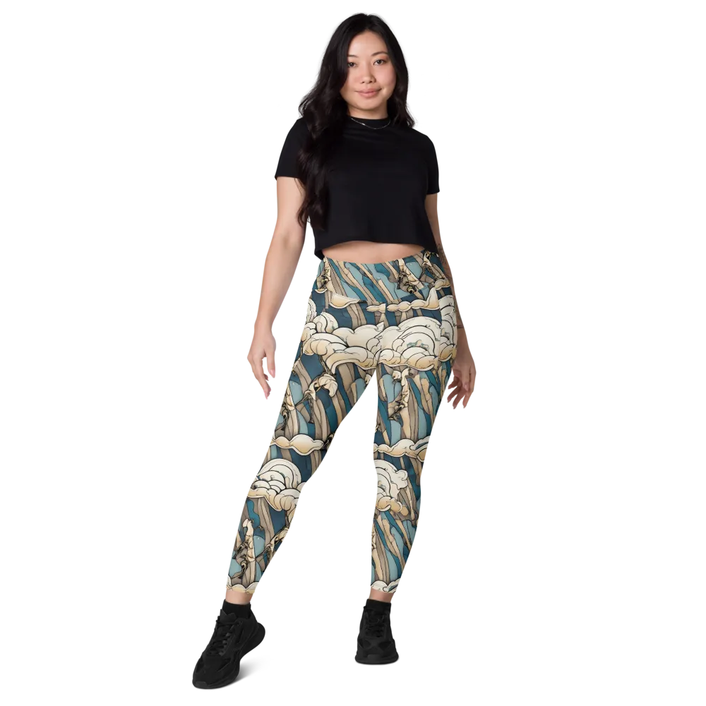 Art Nouveau Undertow on Leggings with Pockets — Front
