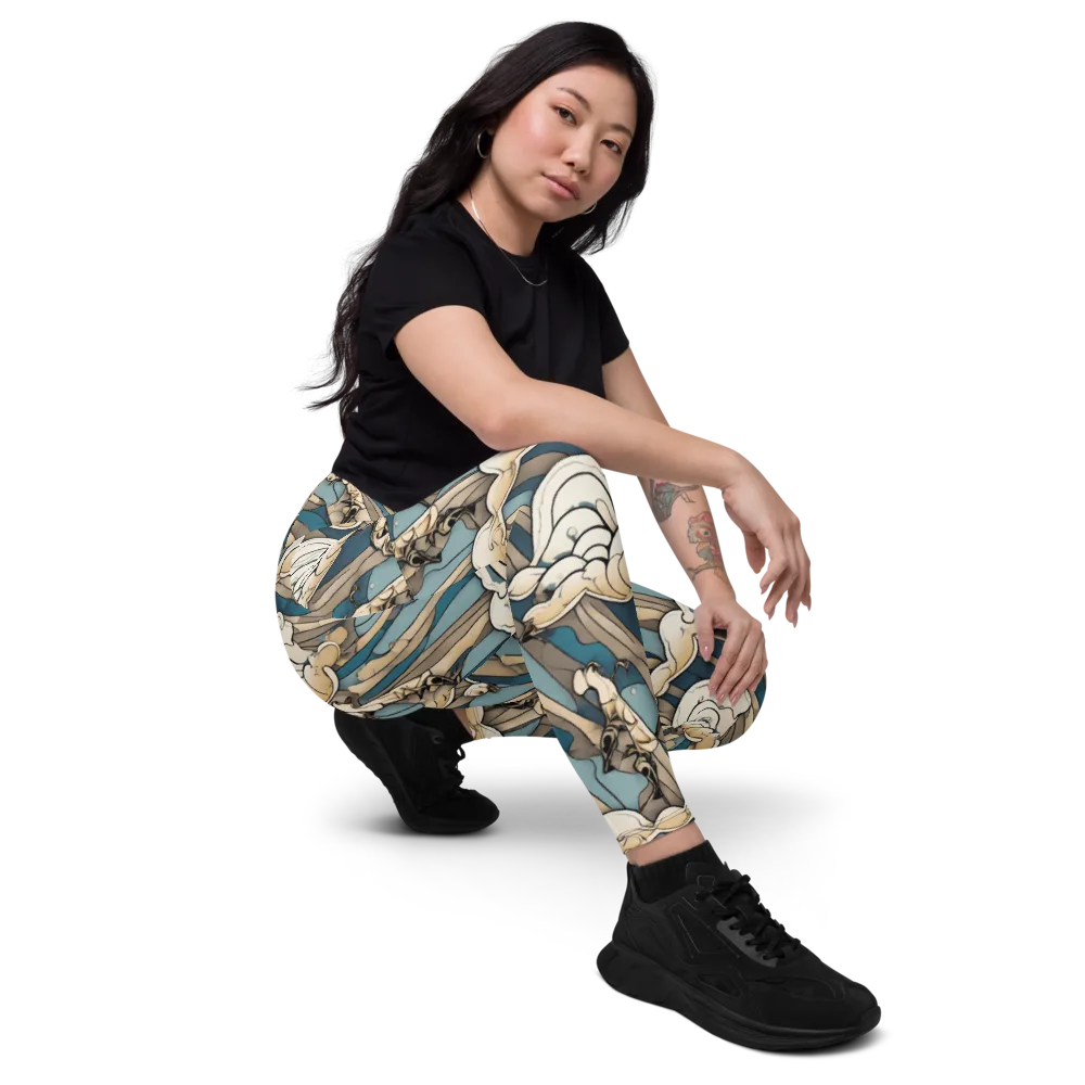 Art Nouveau Undertow on Leggings with Pockets — Right Front
