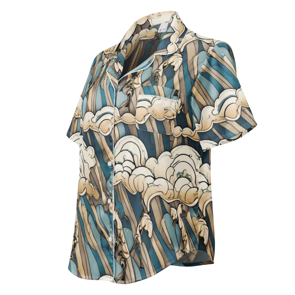 Art Nouveau Undertow on Women's Short Sleeve Pajama Top — Left Front