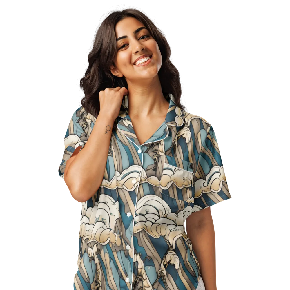 Art Nouveau Undertow on Women's Short Sleeve Pajama Top — Front