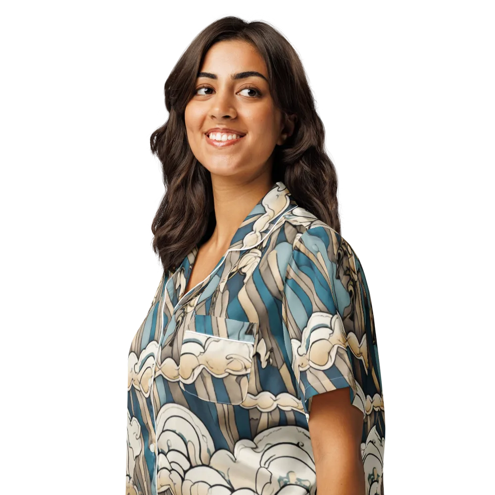 Art Nouveau Undertow on Women's Short Sleeve Pajama Top — Left Front
