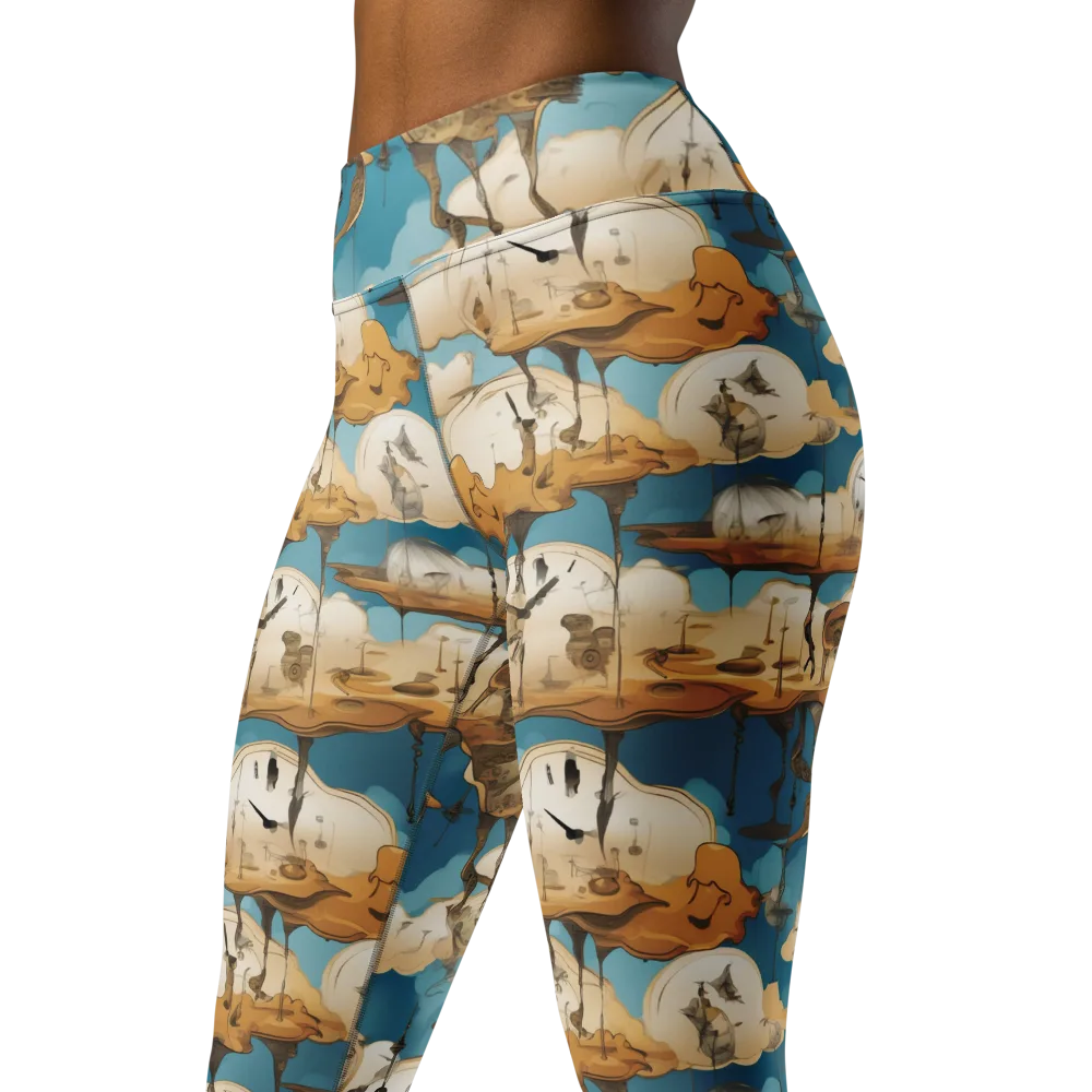 Chronicle of Clouds on Yoga Leggings — Left Front