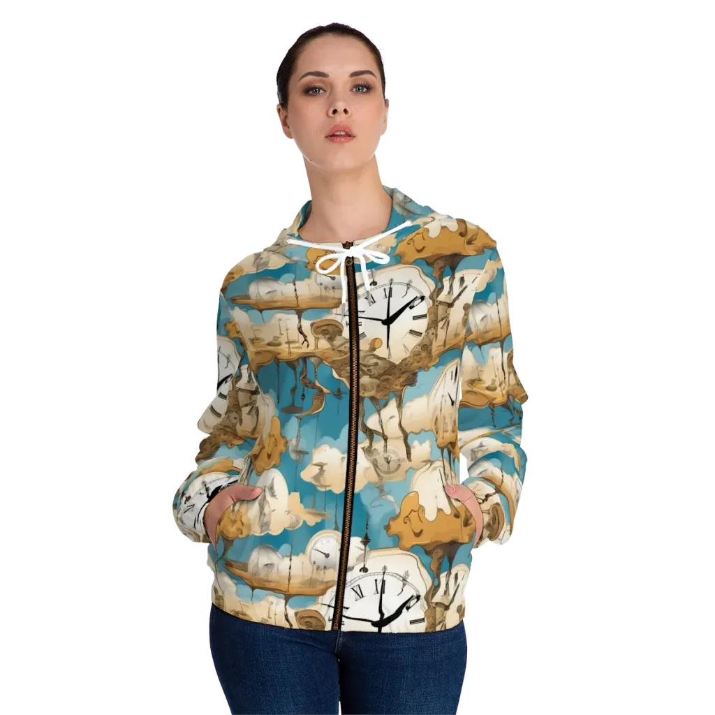 Chronicle of Clouds on Women's Full-Zip Hoodie — Front On Person