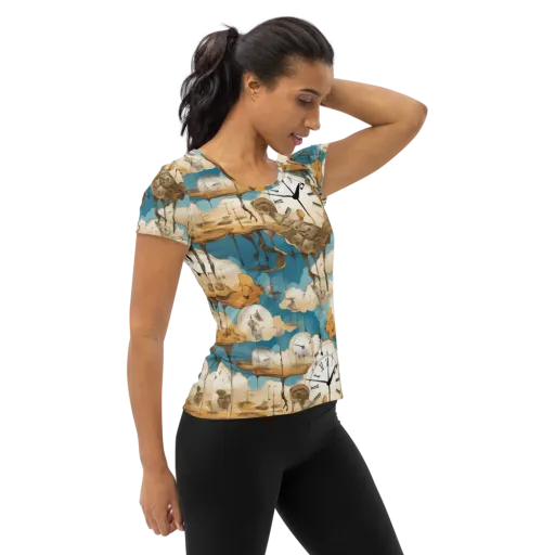 Chronicle of Clouds on a Women's Athletic T-Shirt