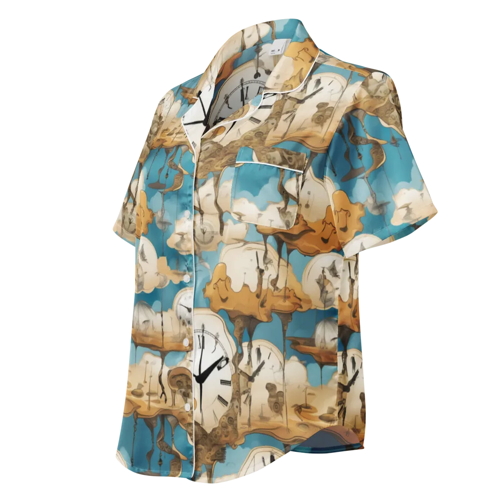 Chronicle of Clouds on Women's Short Sleeve Pajama Top — Left Front