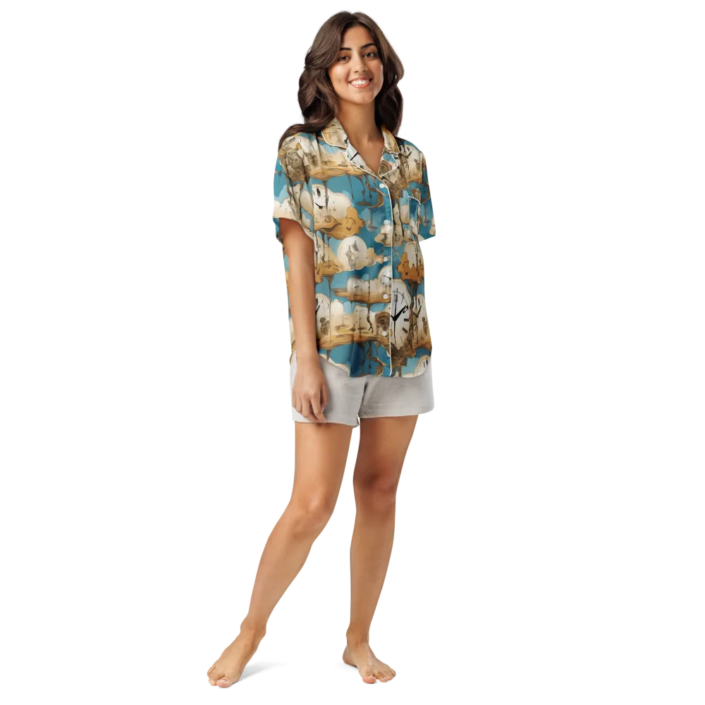 Chronicle of Clouds on Women's Short Sleeve Pajama Top — Front