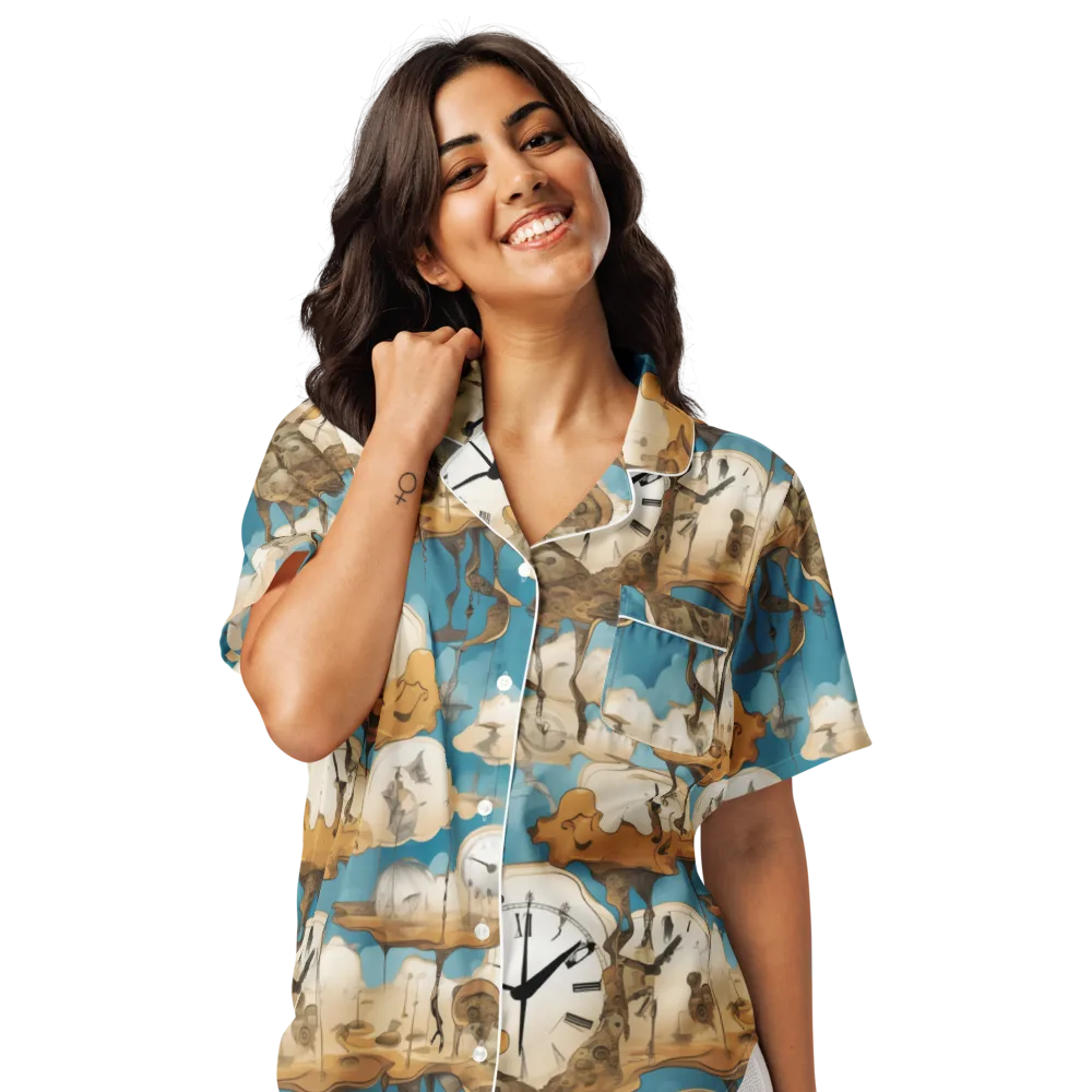 Chronicle of Clouds on Women's Short Sleeve Pajama Top — Front