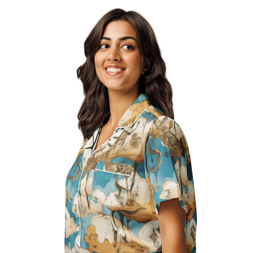 Chronicle of Clouds on Women's Short Sleeve Pajama Top — Left Front