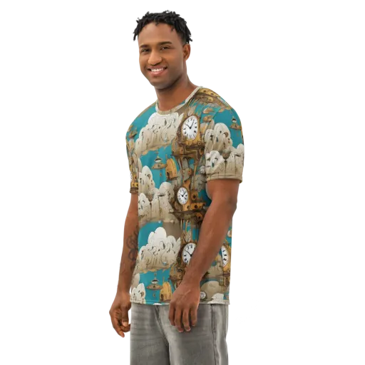 Clockwork Nimbus on a Men's Cotton Crew Neck T-Shirt