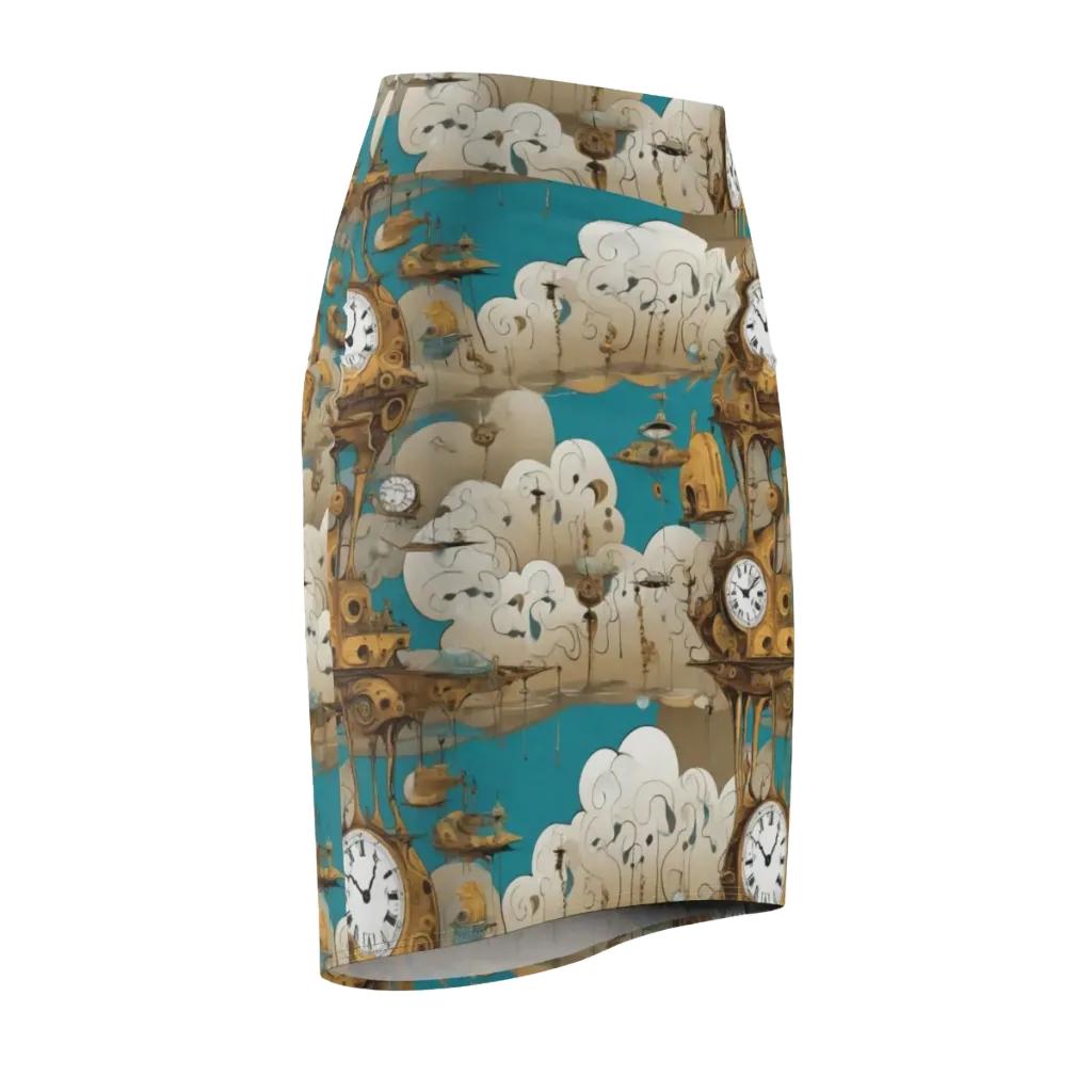 Clockwork Nimbus on Pencil Skirt — Front Side