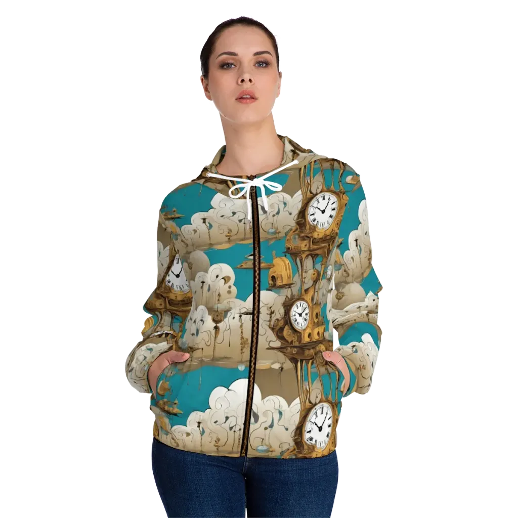 Clockwork Nimbus on Women's Full-Zip Hoodie — Front On Person