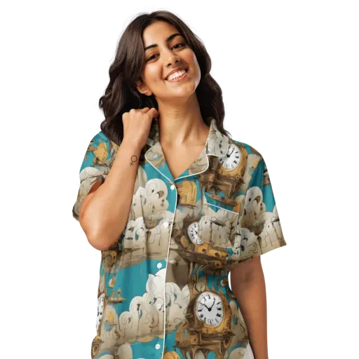 Clockwork Nimbus on a Women's Short Sleeve Pajama Top
