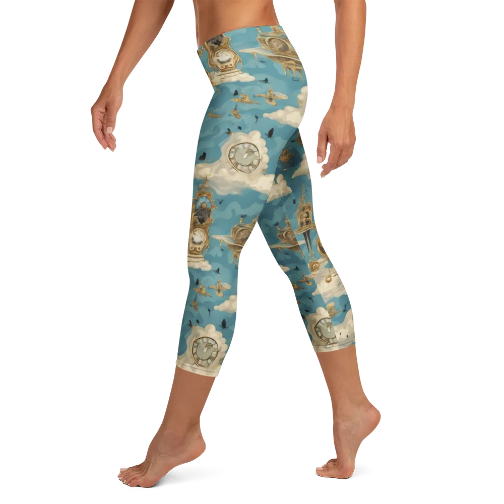 Clockwork Reverie on Capri Leggings — Left