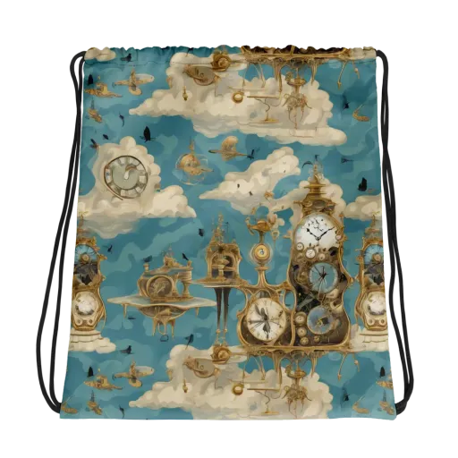Clockwork Reverie on a Drawstring Bag