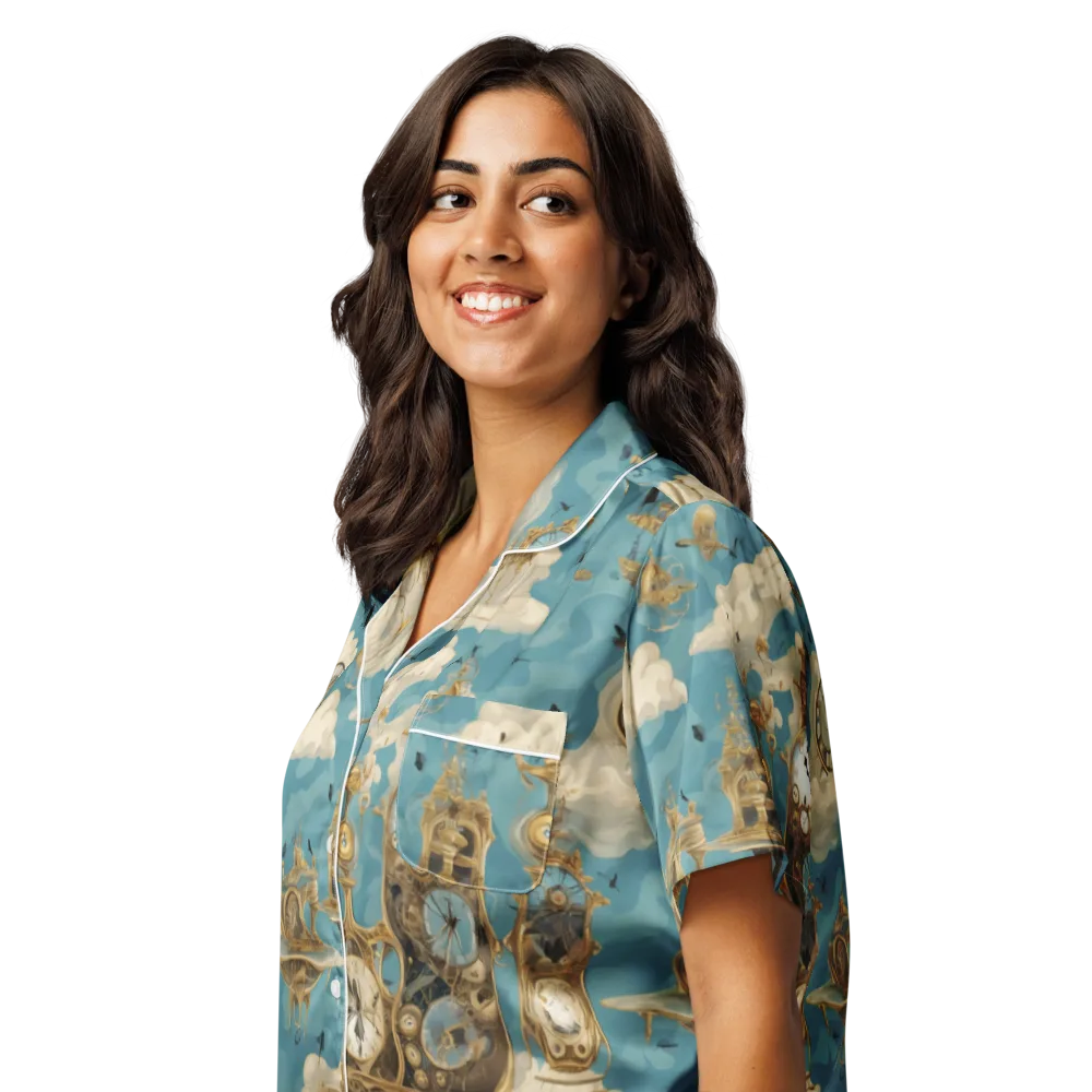 Clockwork Reverie on Women's Short Sleeve Pajama Top — Left Front