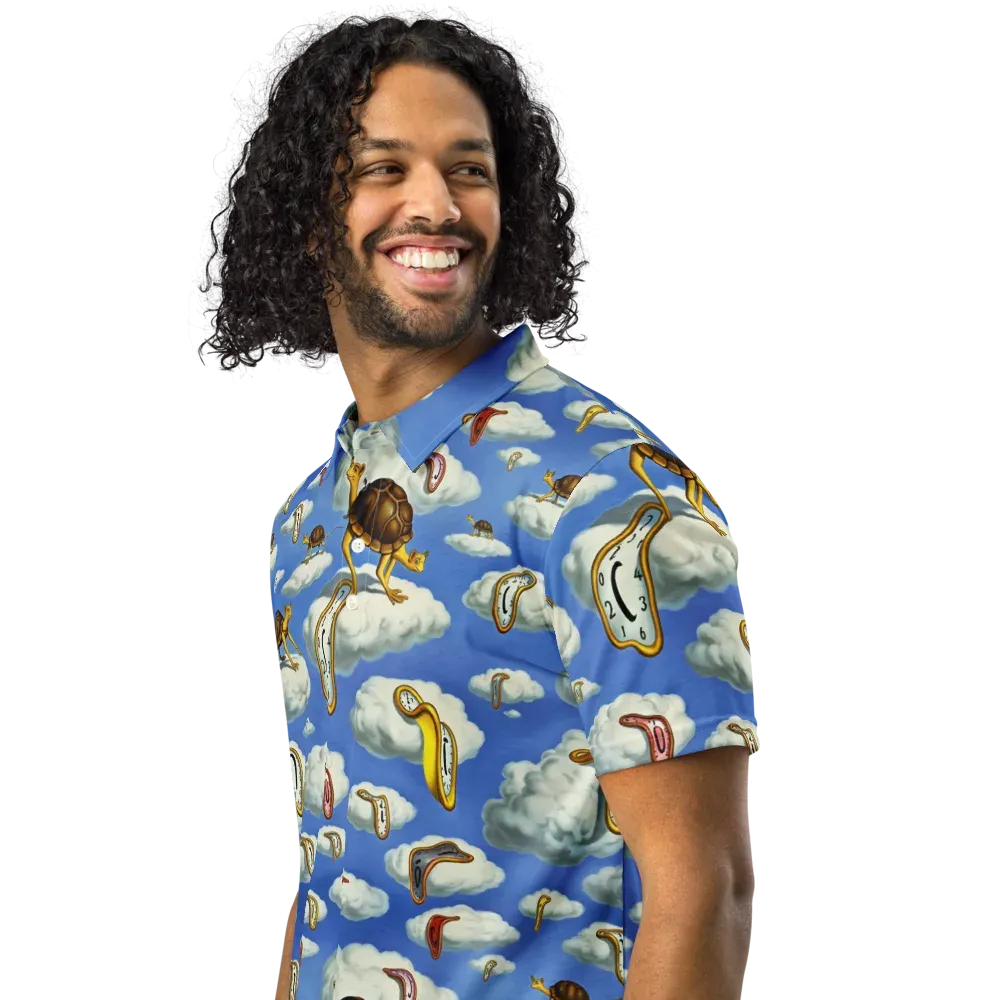 Cloudburst Time on Men's Slim Fit Polo Shirt — Left Front