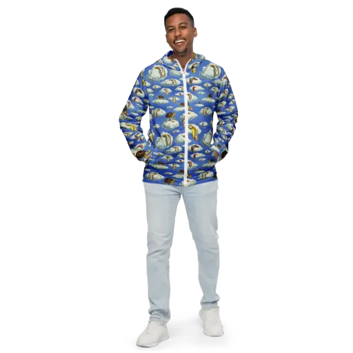 Cloudburst Time on a Men's Windbreaker