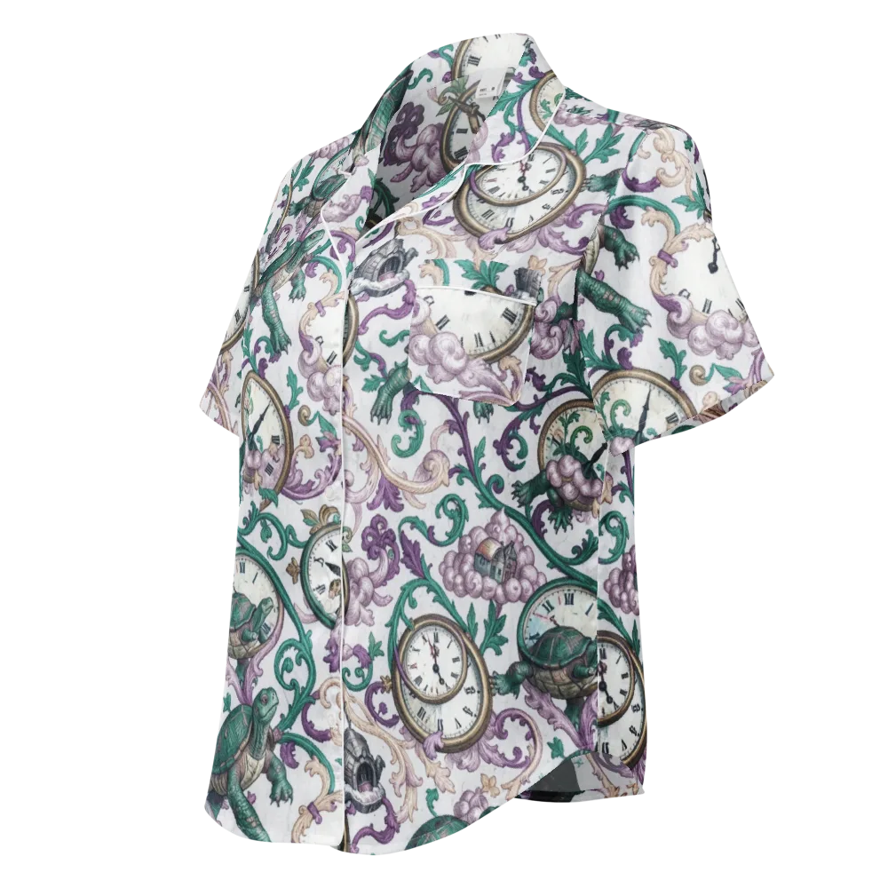 Chronicle Garden on Women's Short Sleeve Pajama Top — Left Front