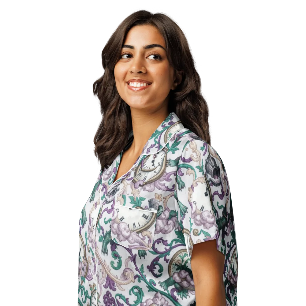 Chronicle Garden on Women's Short Sleeve Pajama Top — Left Front