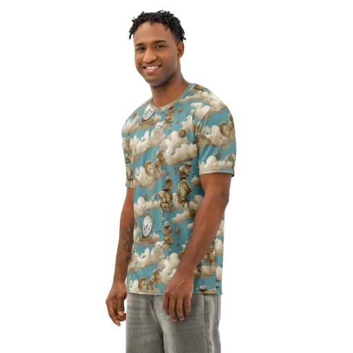 Cloudwork Clockwork on a Men's Cotton Crew Neck T-Shirt