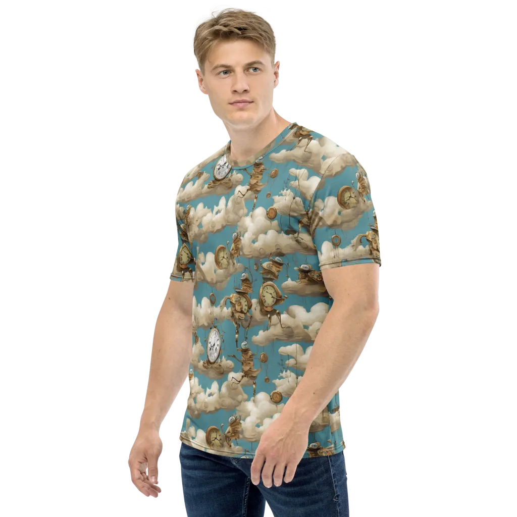 Cloudwork Clockwork on Men's Crew Neck T-Shirt — Left