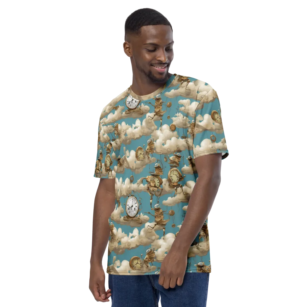 Cloudwork Clockwork on Men's Crew Neck T-Shirt — Left
