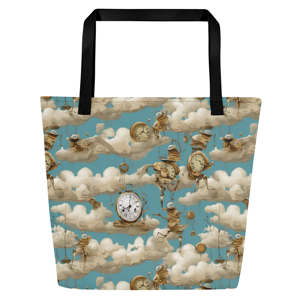 Cloudwork Clockwork on Large Tote Bag W/ Pocket — Front