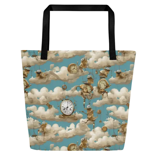 Cloudwork Clockwork on a Large Tote Bag W/ Pocket