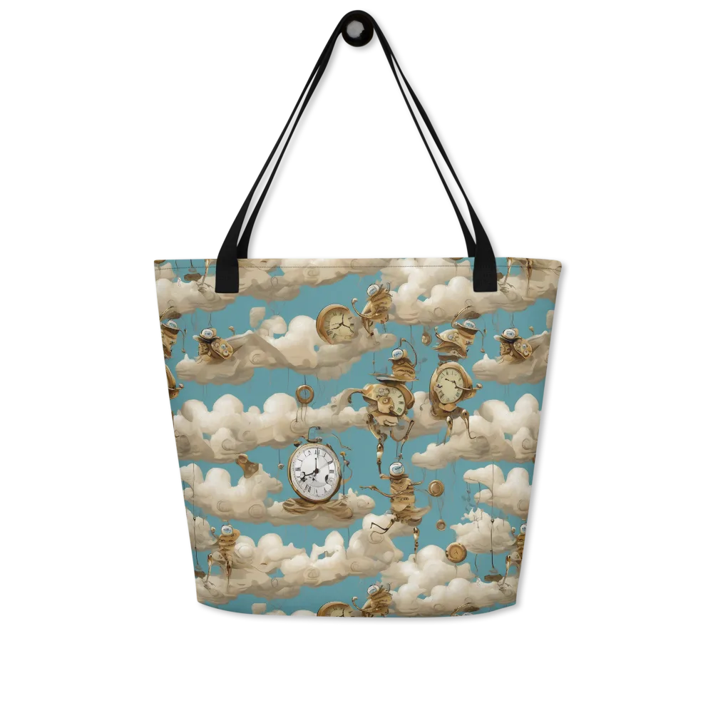 Cloudwork Clockwork on Large Tote Bag W/ Pocket — Front