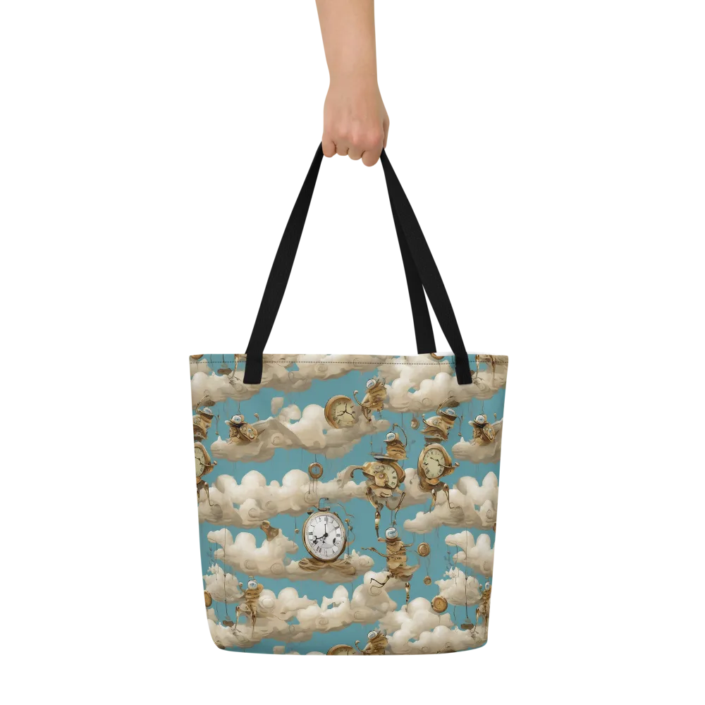 Cloudwork Clockwork on Large Tote Bag W/ Pocket — Front