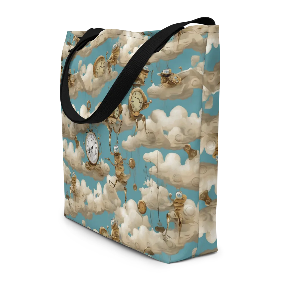 Cloudwork Clockwork on Large Tote Bag W/ Pocket — Front
