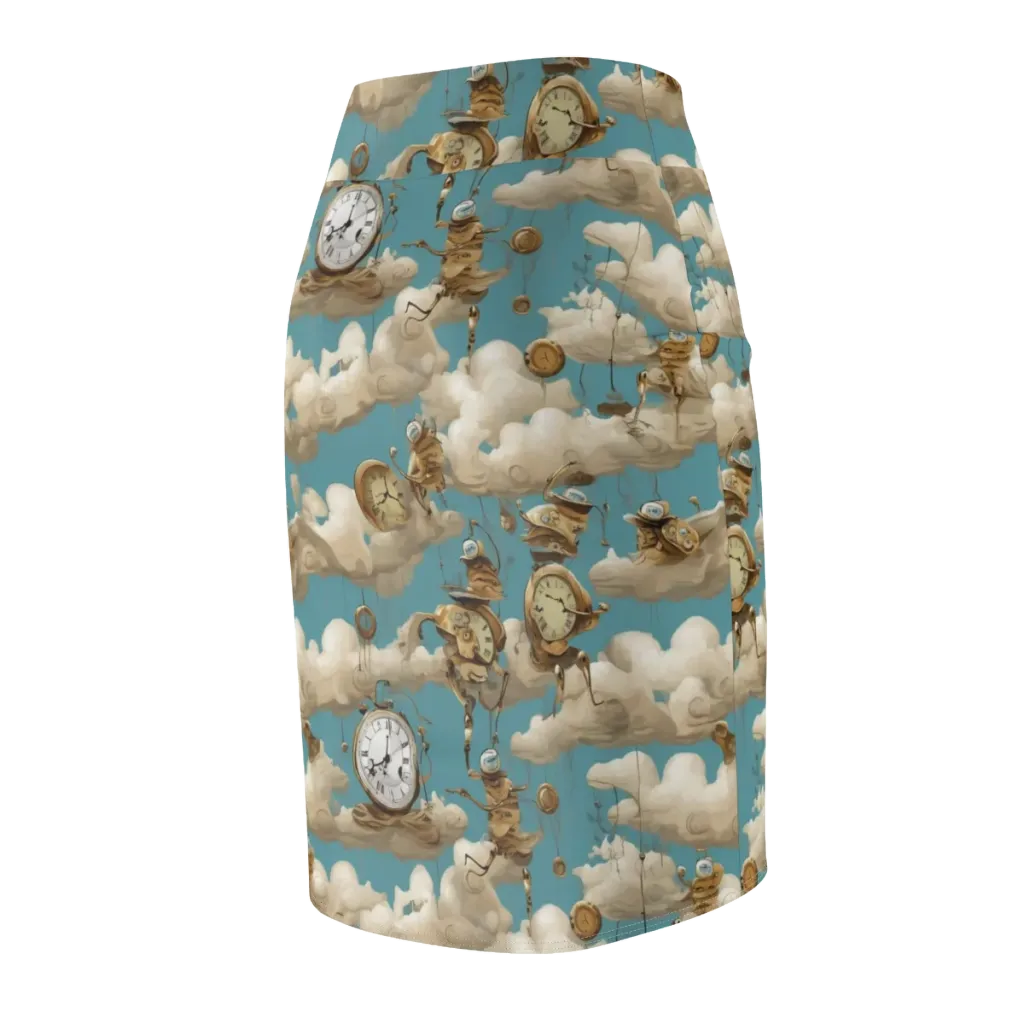 Cloudwork Clockwork on Pencil Skirt — Back Side